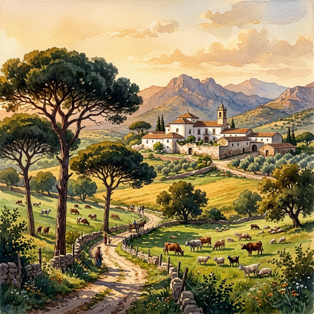 Ilustración artística de la finca del señor Montano